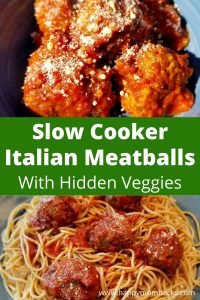 Best Slow Cooker Italian Meatball with hidden Veggies. An easy crockpot recipe to make with Italian sausage, ground turkey, quinoa & zucchini. Plus their gluten free using quinoa instead of bread crumbs. You'll love the smell of these cooking all day in your house and they taste amazing. Try them making these yummy Italian Meatballs today! #italianmeatballs #slowcooker #crockpot