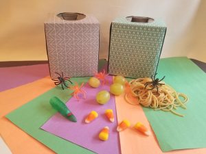 Make your Halloween Mystery Boxes with Tissue boxes and construction paper.