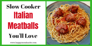 Delicious Slow Cooker Italian Meatballs recipe. A quick and easy weeknight meal or fun party appetizer you'll love. #partyappitizer, #italianmeatballs, #familymeal