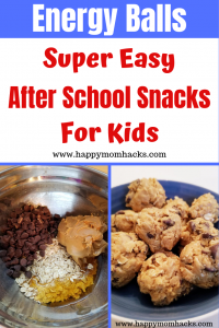 Easy After school snack for kids. Energy Balls are healthy and quick snack to make that kids and teens will love. Perfect make ahead snack to pull out after school. #energyballs, #snack #kidssnack