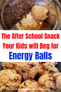 Healthy After School Snack for kids Peanut Butter Energy Balls. It's an easy make ahead snack kids and adults will love. Try it today. #energyballs #peanutbutter #afterschoolsnack #healthysnack #snacksforkids