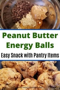 Healthy Peanut Butter Energy Balls are an Easy Snack. A no bake snack for kids with only 4 ingredients in your pantry. With Chocolate, Oats, Peanut Butter and Honey it's quick to throw together and makes for a filling snack. #energyballs #peanutbutter #easysnack #nobakesnack #snackforkids