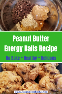 4 Ingredient Peanut Butter Energy Balls Recipe. A no bake recipe that's easy to make and your kids will love. These healthy energy balls have oatmeal, peanut butter, chocolate, and honey. Great healthy snack. #energyballs, #healthysnack, #nobakerecipe