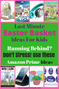 Need some last minute ideas to fill the kids Easter Basket? Click through to find great Easter Basket Ideas for kids from babies to Teenagers. Get them fast with Amazon Prime and be ready for a great Easter!
