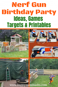 Ultimate Nerf Gun Birthday Party Ideas. Awesome nerf games, cool favors, DIY bases, free printables, and decorations. Learn how to throw a fun and easy Nerf Birthday Party. #nerf, #kidsparties, #birthdayparty, #kids