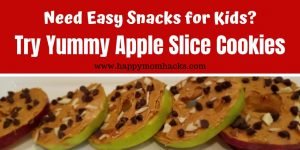 Healthy & Easy Snacks for Kids. Apple slice cookies are fun to make and can be adjusted to your families taste. Whip these up for after school snacks or late night snacks after games & activities. They would even be great snacks for a kids party. Kids will love them and you'll feel good feeding it to them. #snacks #kidsnacks #apple #healthysnack