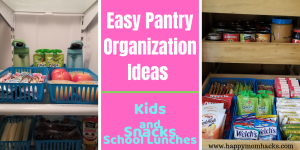 Easy DIY Pantry Organization Ideas for Kids Snacks & School Lunches. How to reorganized your refrigerator and cabinets so kids can pack their own lunches and snacks. Make this school year easier with these quick organizational hacks. #organization #kidsnacks #schoollunches #pantryorganization #householdhacks