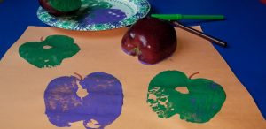 Paint with apples for a fun apple stamping fall craft to do at home or school.