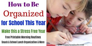 How be Organized for school & home. Tips for Kids, students and moms. Back to school organization tips to have your days be stress free. Free printable morning checklists, quick after school snacks and family dinners. Easy chores and everything else to organize your families afternoons. #organization #organizationaltips #familytips #kids #backtoschool