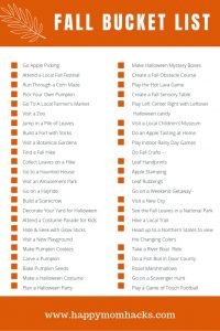 Fun Fall Bucket list for kids an families to use all autumn long. Grab your Free printable today!