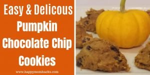 Easiest Pumpkin Chocolate Chip Cookies with only 3 Ingredients. These soft and chewy cookies are made with cake mix and could not be easier. Perfect for Thanksgiving and Halloween parties. #pumpkin #pumpkincookies #fall #3indredients #cookies #thanksgiving #halloween #cakemix