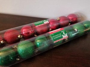 Holiday Christmas Ornaments for a DIY Christmas Craft with Dollar Tree items.