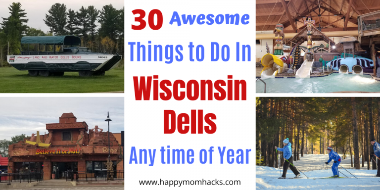 30 Things To Do in Wisconsin Dell with Kids. Find out the best attractions to visit in winter and summer months. Tips on the best waterpark resorts to visit, downtown Dells and activities the whole family will love. Be ready for your Wisconsin Dells Vacation. #wisconsindells #winter #summer #wisconsindellsattractions #thingstodowisconsindells #kids