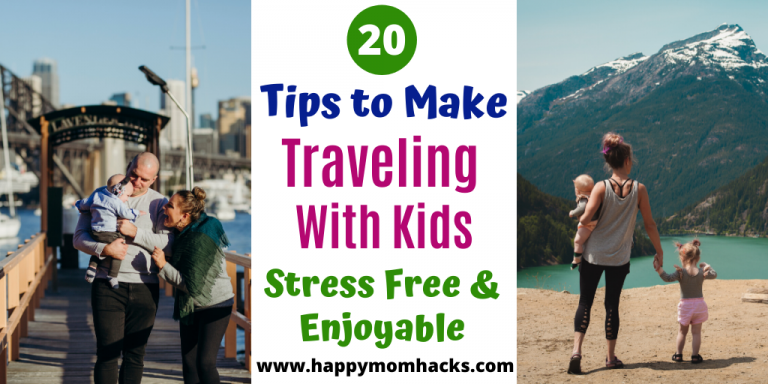 20 Tips for Traveling with Kids on a plane, in a car, packing & more. Get the best Travel Hacks for Families to survive family vacation and road trips. #travelhacks #travelingwithkids #familyvacation #roadtrips