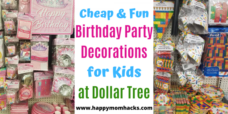 Fun & Cheap Birthday Party Decorations for kids from Dollar Tree. The Best party supplies and ideas found at Dollar Tree. Throw a great birthday party for your kids and save money doing it. Find cool birthday theme ideas too! #birthdayparty #birthday #savingmoney #dollarstore #dollartree #partysupplies #partydecorations #birthdaypartyideas
