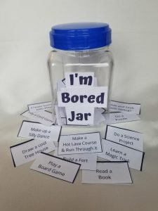 Indoor & Outdoor activities to entertain the kids at home. Keep them busy by making a fun I'm Bored Jar filled with all the things they like to do. #boredjar #thingstodowithkids #indooractivities #outdooractivities