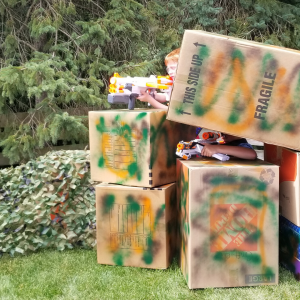 DIY Nerf War Battlefield Ideas for Nerf Birthday Parties. Learn how to make these cool bases at home. #nerfparty #nerfbases #nerfwarbattlefield #nerfbirthday