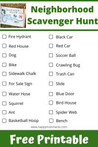Free Printable Neighborhood Scavenger Hunt for Kids