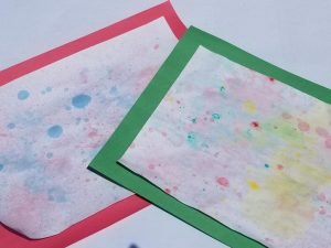 Painting with Bubbles a cheap art activity at home.