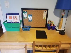 Create a DIY Homework station for kids at a desk space in their room.