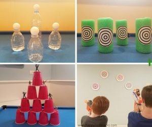 Indoor Nerf Targets for Kids when your staying at home. Fun kids activity with easy DIY target ideas. #nerfgun #nerftarget #kidsactivity #indooractivity