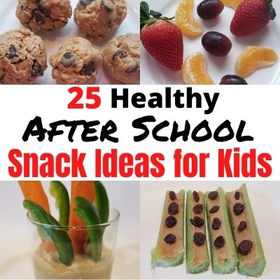 25 Fun & Healthy After School Snack Ideas for Kids. Easy Pantry and Fridge Snacks to make a head of time. Plus healthy grab and go snacks when your on the run. #kidssnacks #healthysnacks #funsnacksforkids #kidsnackideas
