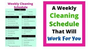 Free Printable Weekly Cleaning Schedule to get you organized at home. Clean every room in your house without getting overwhelmed.