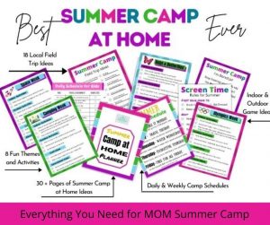 Printable Summer Camp at Home Ideas for Kids. Make planning summer at home with the kids to easy by following this complete camp planner. Find 8 Themed Weeks with activities, crafts & educational