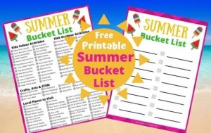 Grab your free printable Summer Bucket List ideas and plan your whole summer with your kids. Fun Indoor & outdoor kids activities, crafts and things to do in your local community. Your family will love checking off all the fun things to do this summer.