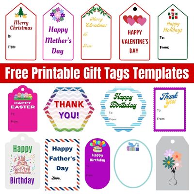 Grab your free printable gift tags templates A great way to add a gift tag for Birthdays, Christmas, baby showers, Thank you, blank cards to make your own and more. Grab your free download pdf and start using them today!