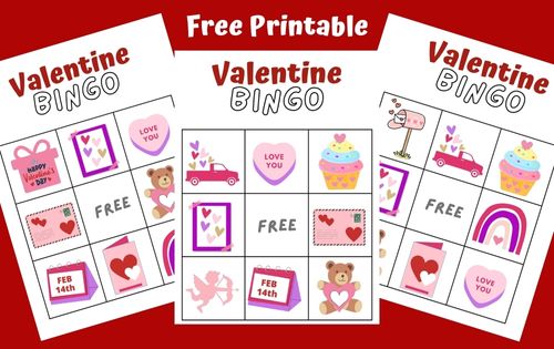 10 Free Printable Valentine's Day Bingo Cards for Kids. Includes calling cards too. A fun party game for classrooms or Valentine's Day parties.