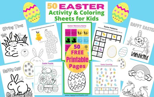Entertaining & Fun Easter Activity sheets & coloring pages for kids. Free printable worksheets with 50 pages for kids to do at school or on Easter Sunday.