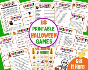 Kids will love playing these fun printable Halloween games at Hallowen parties, in the classroom and at home. The ready-to-go Halloween bundle just needs to be downloaded and printed. Then your set to play.