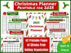 Don't stress about the holidays! Get organized with the Ultimate Christmas Planner. Grab your 62 printable pages of to do lists, budgets, calendars, meal planners & more. Everything you need for an easy & fun Christmas season.
