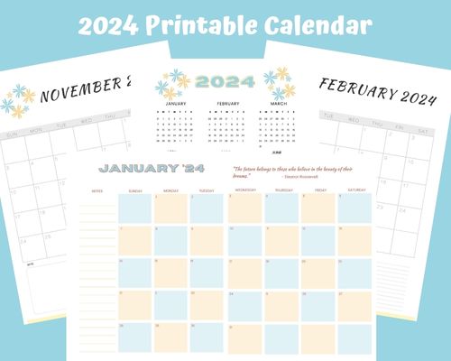 2024 Printable Calendar templates with 60 pages of monthly and yearly pdf pages. Plus monthly trackers to help get your whole life organized. Just download & print to start using the printable calendars today.