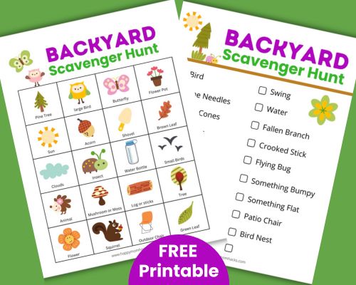 Explore your the outdoors with a free printable backyard scavenger hunt ideas for kids. An easy outdoor scavenger hunt that kids of all ages will enjoy.