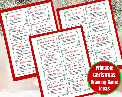 Need a fun Christmas Party game? Kids, Teens & adults will love this Christmas Drawing Game with printable holiday drawing ideas, instructions to play and points awarded. A fun Christmas Drawing Challenge for families.