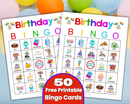 Enjoy this Fun free printable Birthday Bingo Game for kids, teens and adults. Includes 50 unique birthday board cards, calling cards and bingo markers. An easy birthday party game for girls or boys to play in large or small groups.